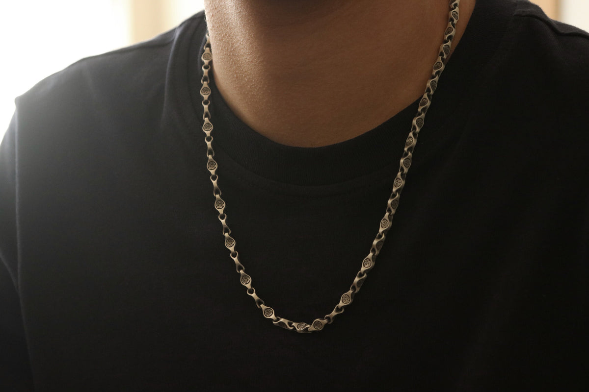 Sterling Silver Norse Chain Necklace, Medieval Jewelry, Men's Gift