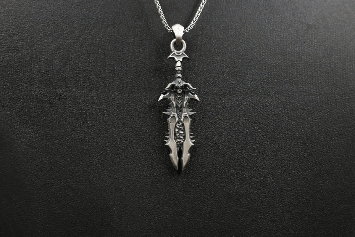 Sterling Silver Fantasy Sword Pendant | Gamer Necklace