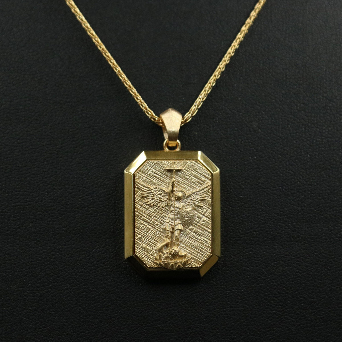 Gold Plated St Michael Archangel Necklace, Religious Amulet