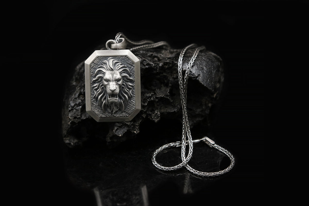 Handmade Sterling Silver Lion Pendant Necklace, Gift for Leo