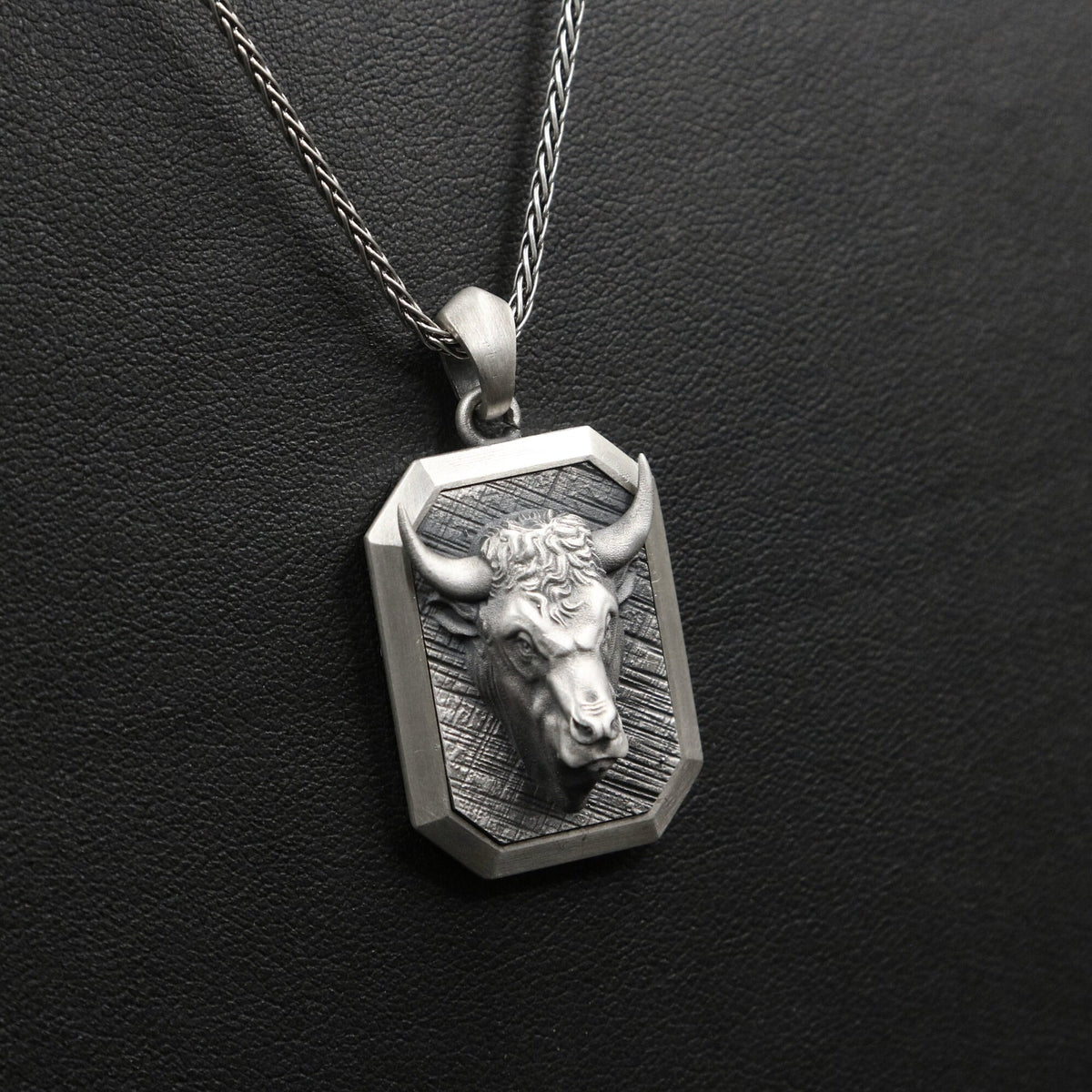 Sterling Silver Bull Head Pendant Necklace, Engravable Taurus Jewelry