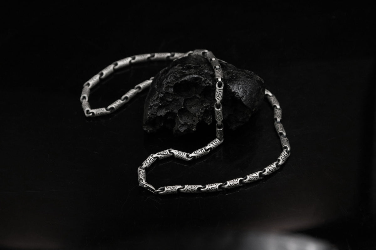 Sterling Silver Byzantine Chain Necklace, Men's Jewelry
