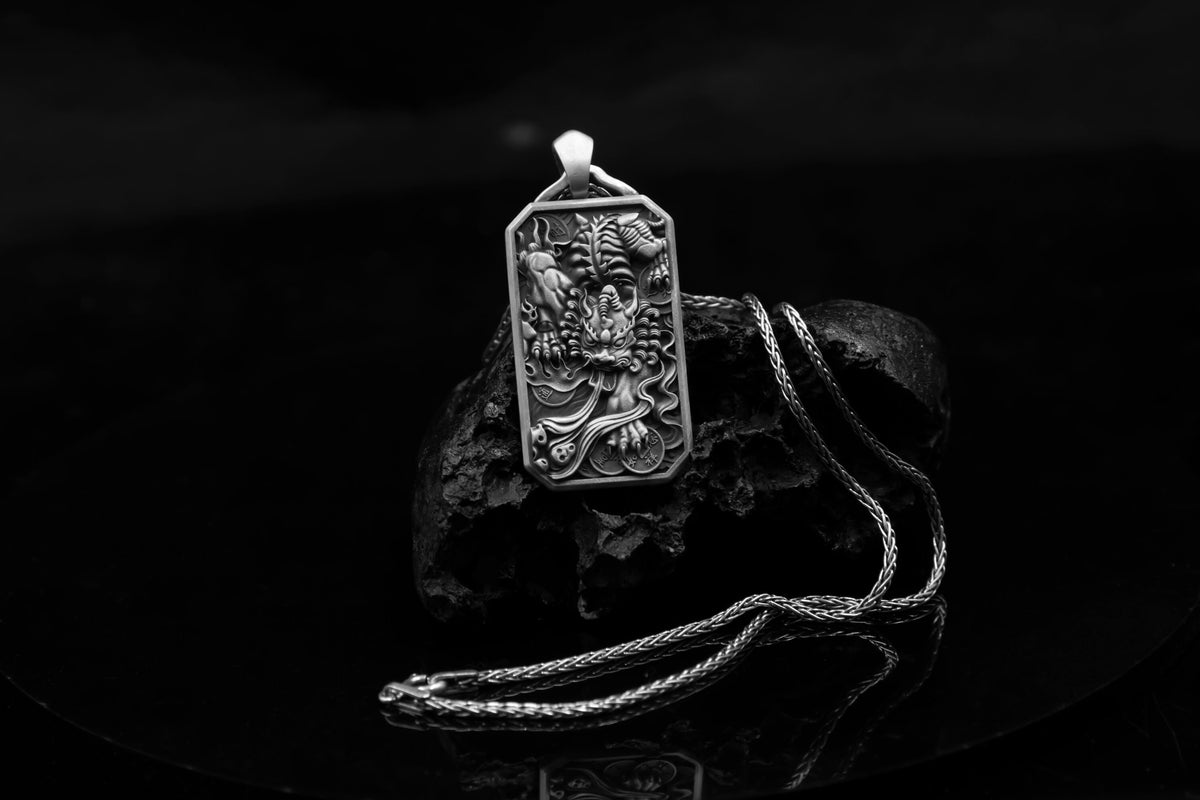 Sterling Silver Tiger Pendant Necklace, Mythical Animal Totem Jewelry