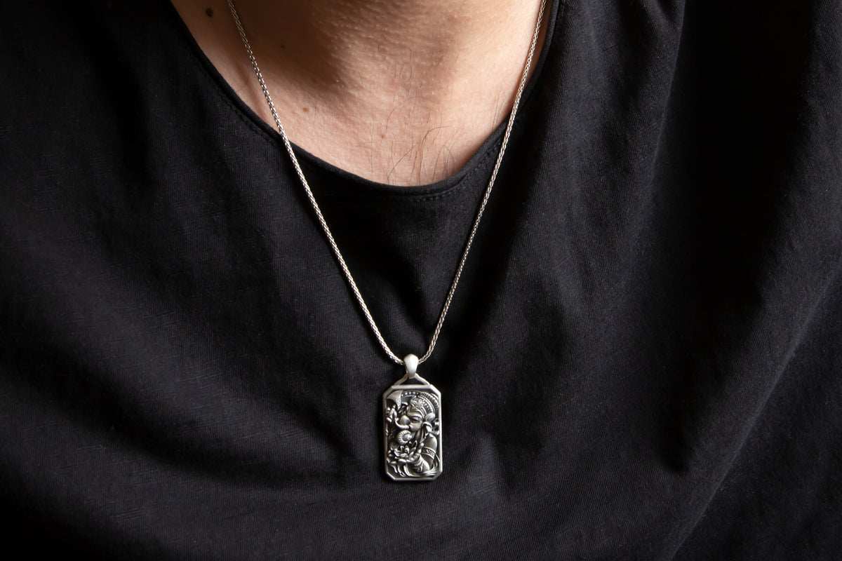 Ganesha Close-Up Pendant – Fierce Hindu Deity in Solid Sterling Silver – Elephant God Talisman Amulet