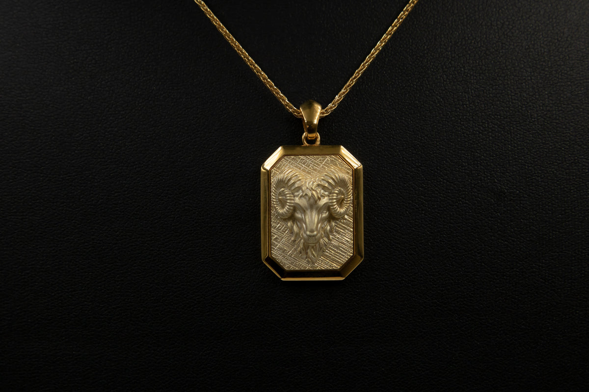 18K Gold Ram Pendant | Aries Zodiac Necklace, Handmade