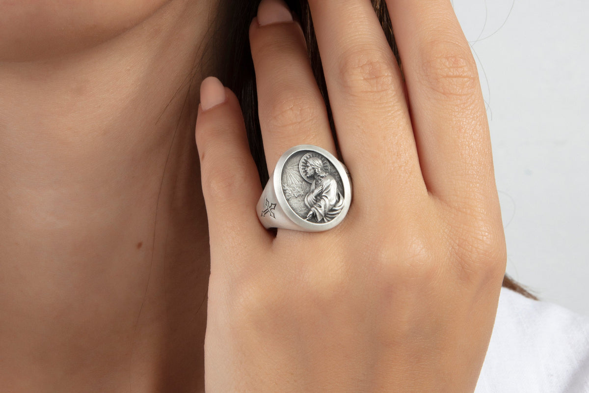 Sterling Silver Jesus Prayer Signet Ring – Religious Catholic Jewelry