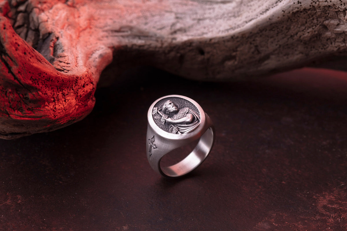 St. John the Baptist Sterling Silver Signet Ring – Catholic Jewelry