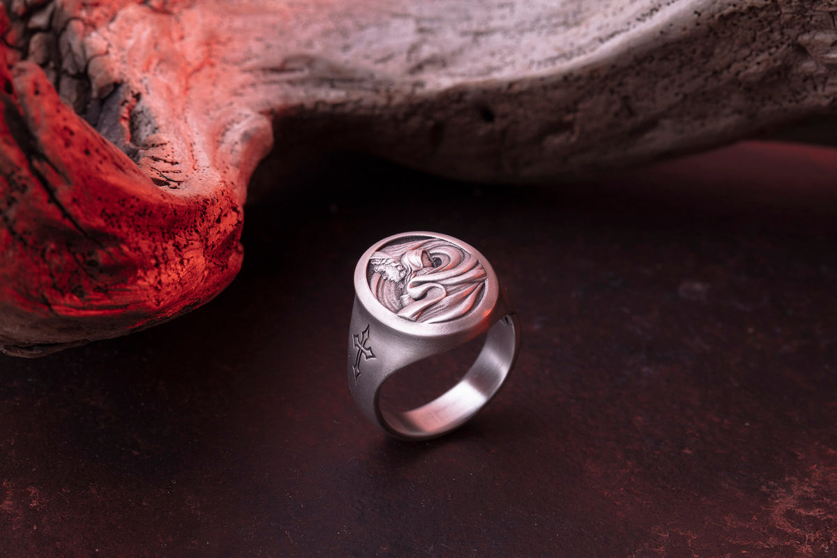 Sterling Silver Virgin Mary Ring – Catholic Christ Signet, Faith Gift