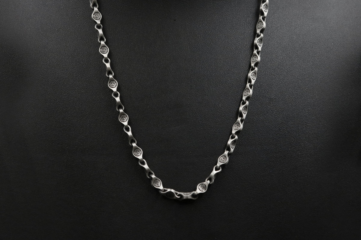 Sterling Silver Norse Chain Necklace, Medieval Jewelry, Men's Gift