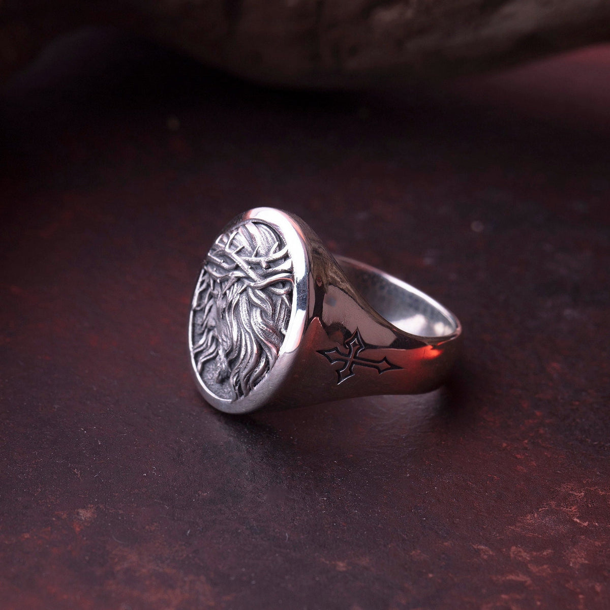 Sterling Silver Jesus Crucifixion Ring – Nazareth Cross Signet