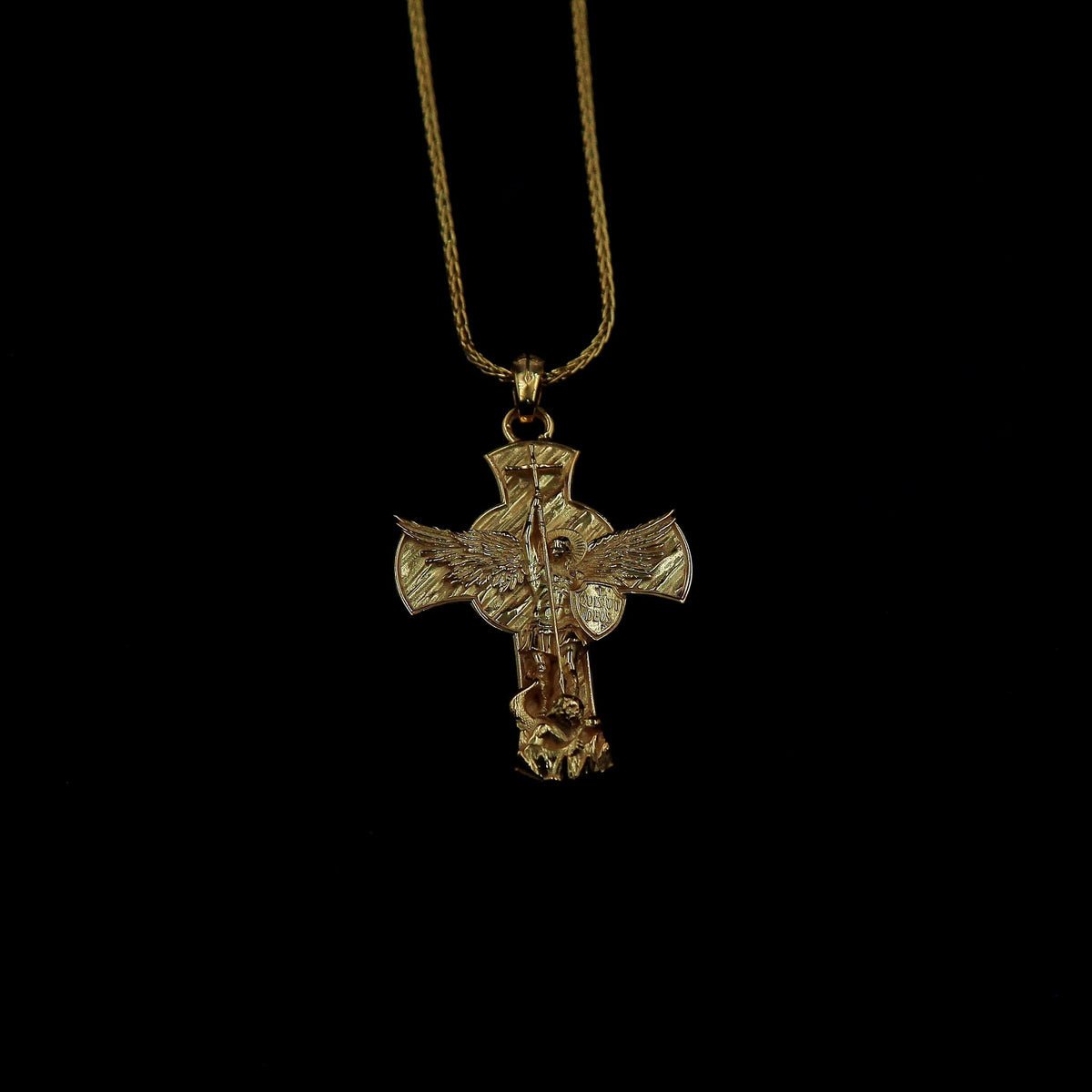 18K Gold Saint Michael Pendant Necklace, Guardian Angel Jewelry