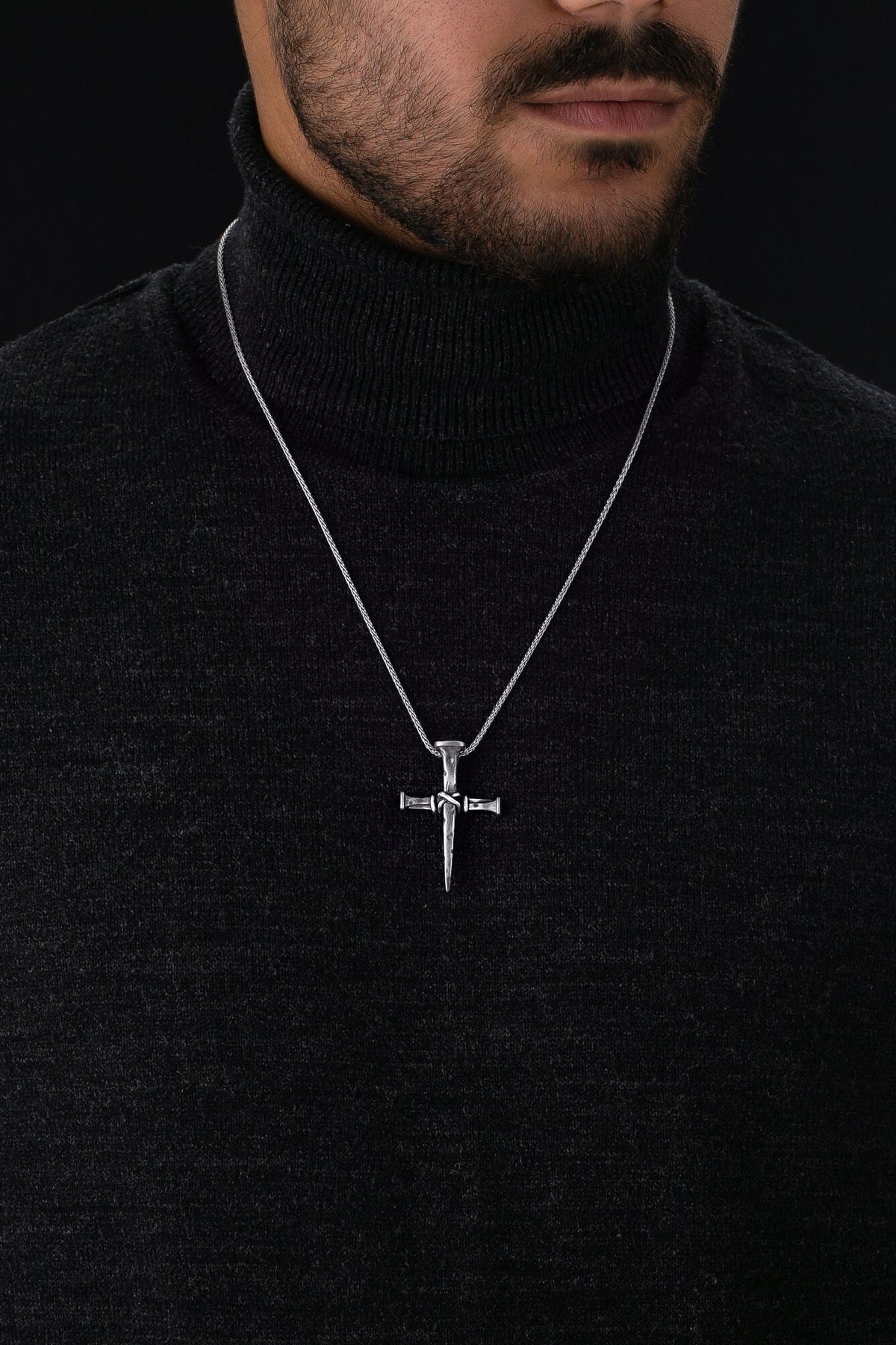 Rustic Nail Cross Necklace – Sterling Silver Christian Crucifix Pendant