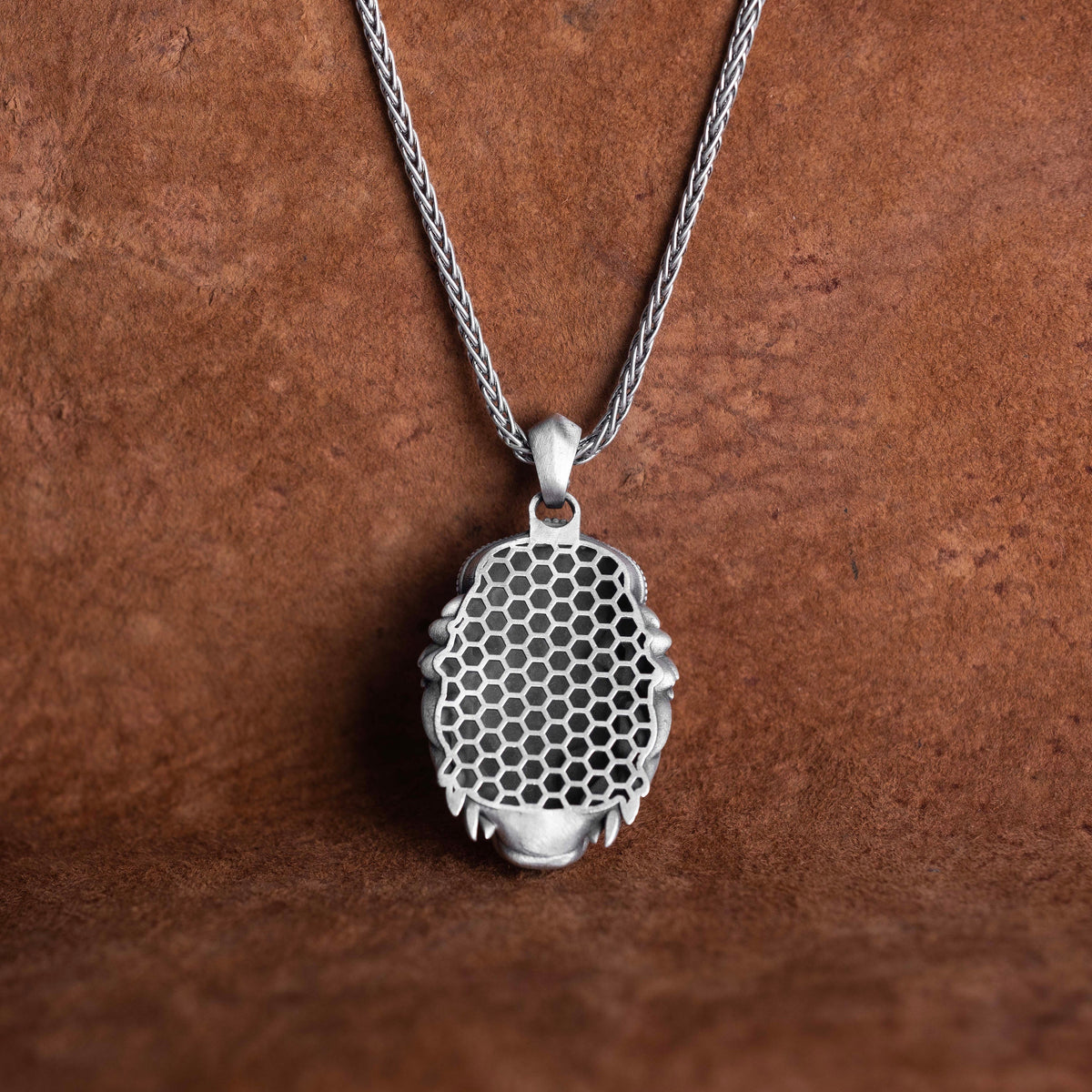Vintage Lion Head Necklace - 925 Sterling Silver Pendant