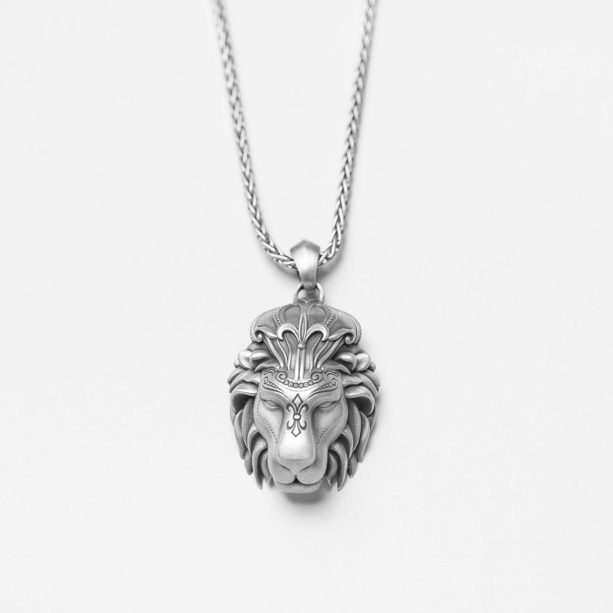 Vintage Lion Head Necklace - 925 Sterling Silver Pendant