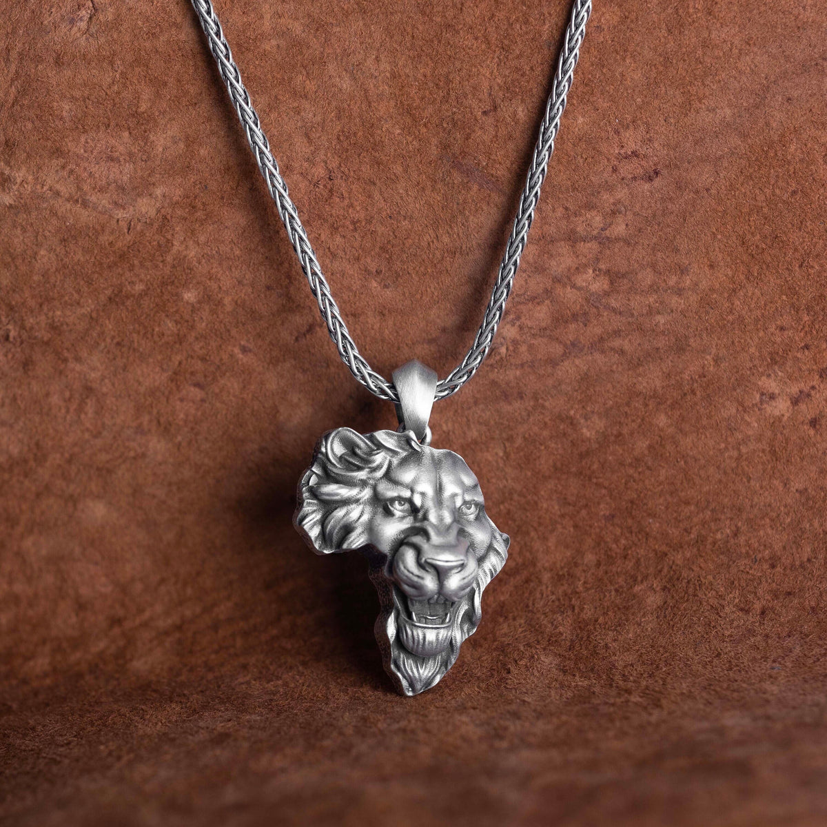 Sterling Silver Lion Head Necklace, Courage Compass Pendant