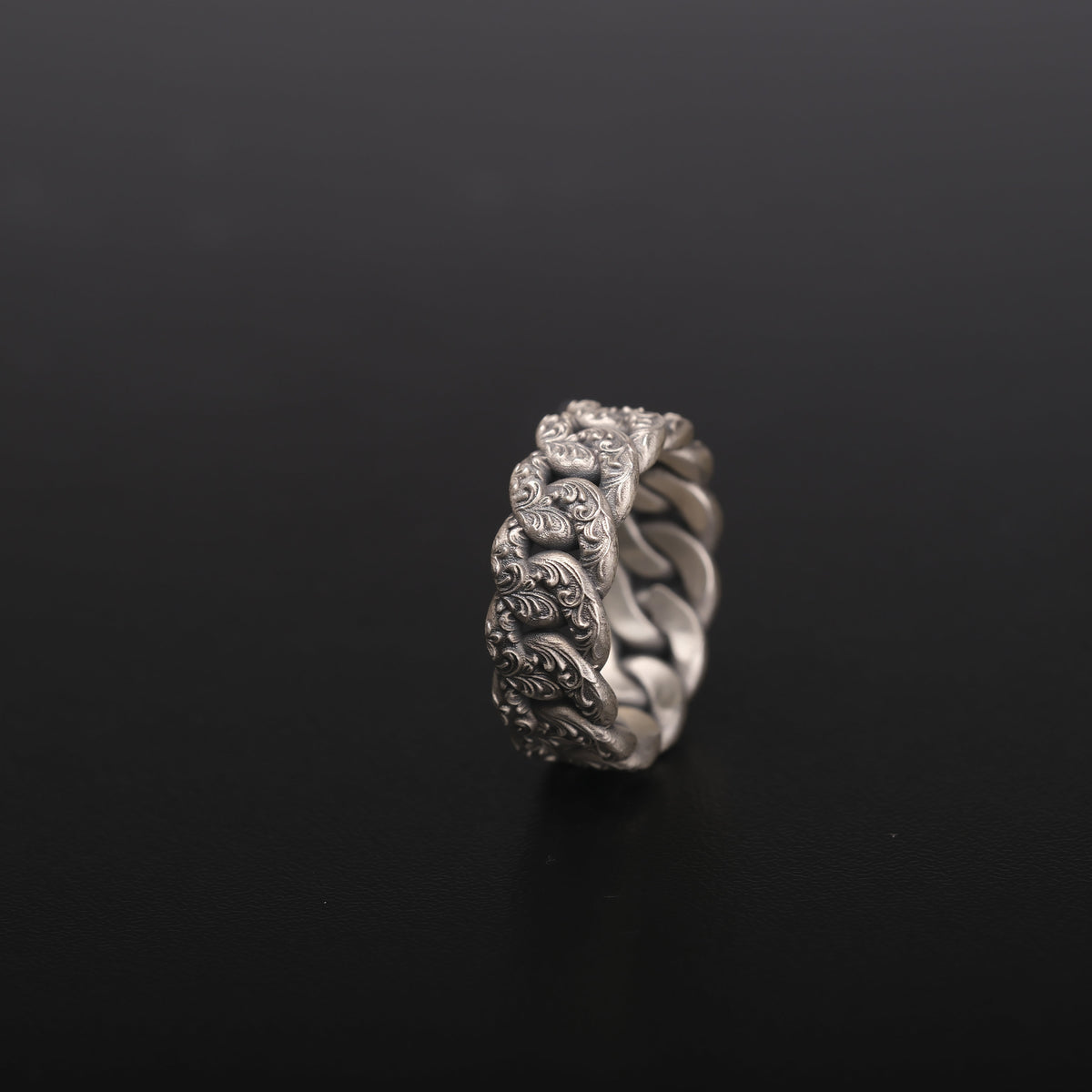 Sterling Silver Cuban Link Ring, Urban Modern Unisex Band