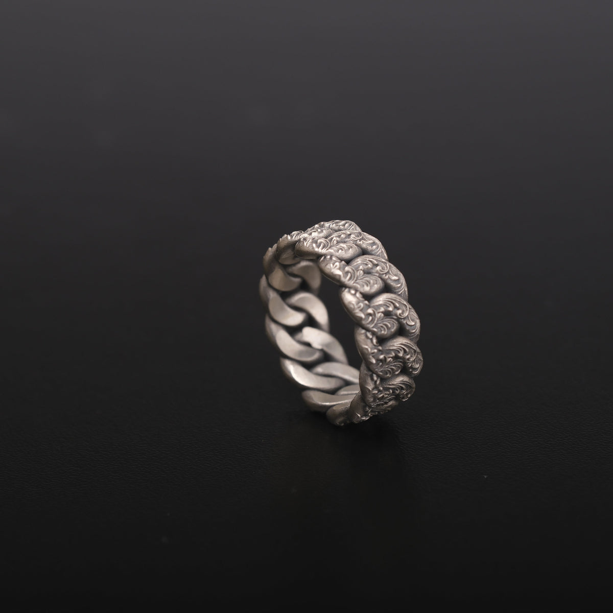 Sterling Silver Cuban Link Ring, Urban Modern Unisex Band