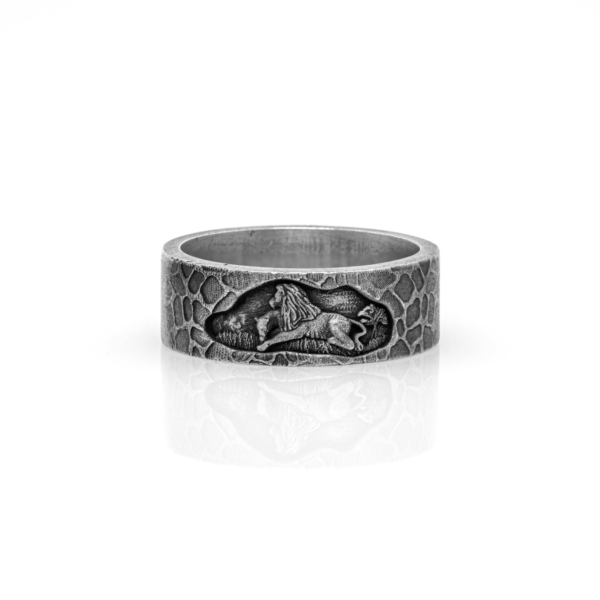 Handmade Lion Ring for Men, Sterling Silver Mens Jewelry