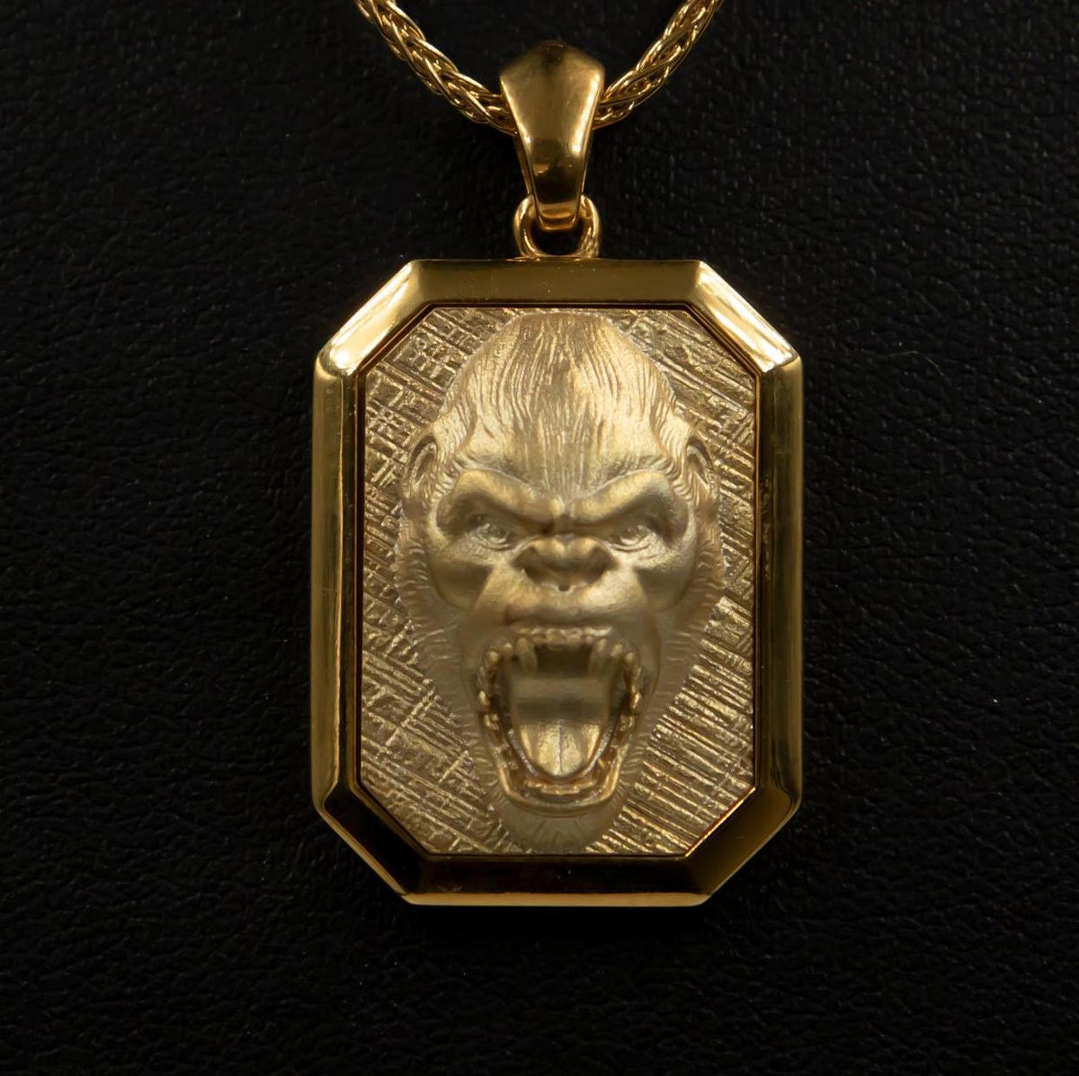 Gold Gorilla Pendant | Men's Animal Necklace, Power Talisman