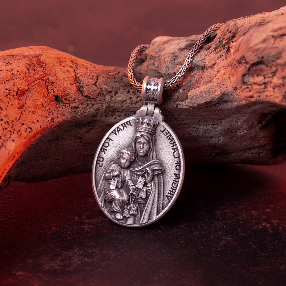 Sterling Silver Virgen del Carmen Pendant – Catholic Protection Medal