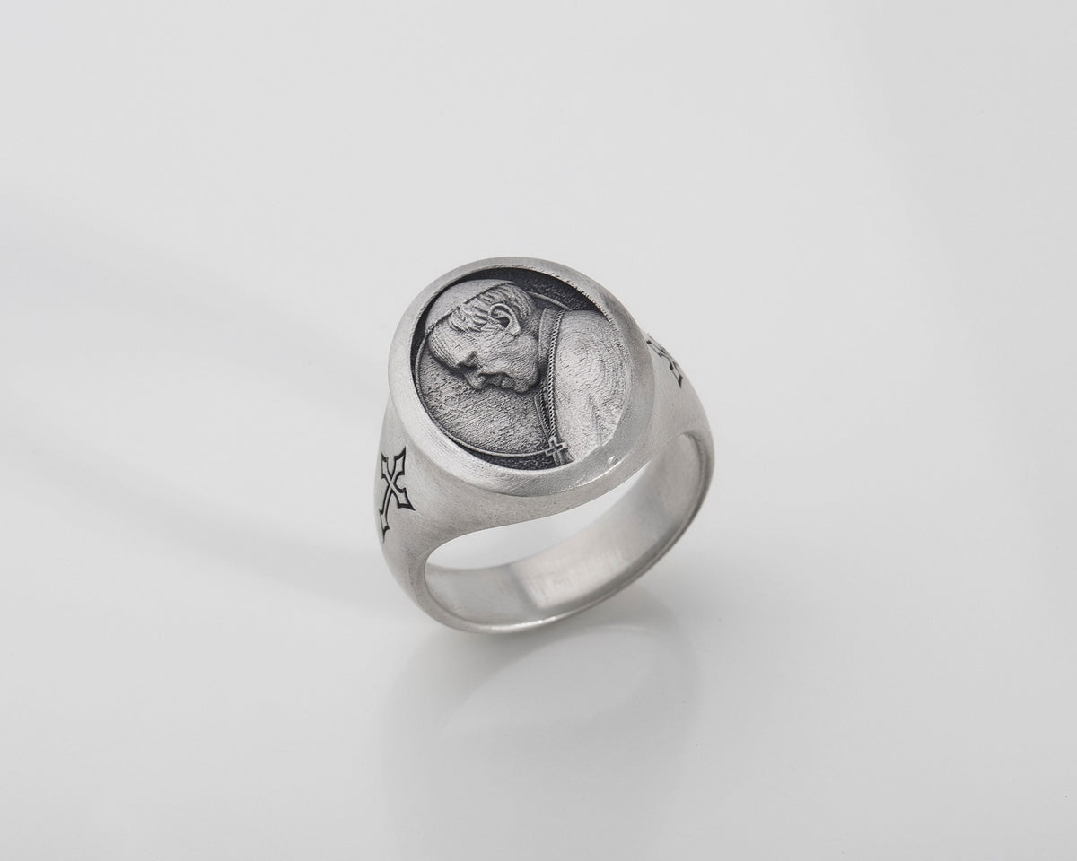 925 Silver Pope Francis Signet Ring – Catholic Jewelry, Christian Gift