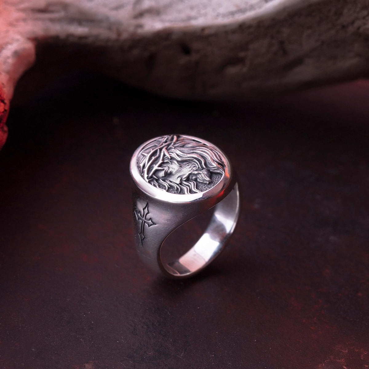 Sterling Silver Jesus Crucifixion Ring – Nazareth Cross Signet