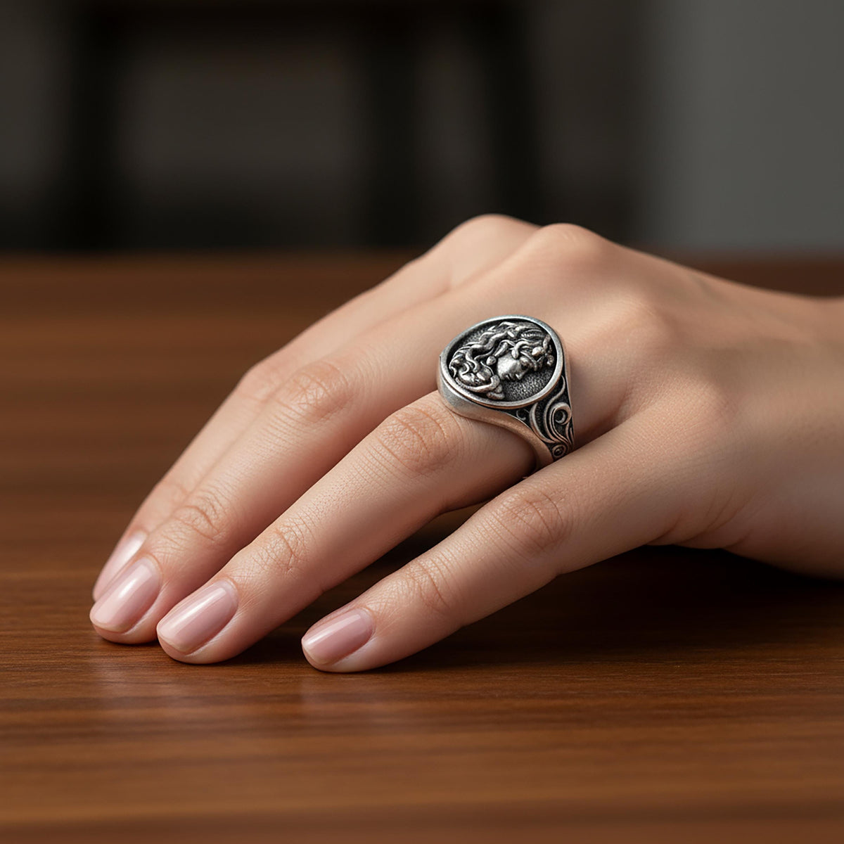 Sterling Silver Medusa Ring, Greek Mythology Jewelry, Ancient Coin Ring