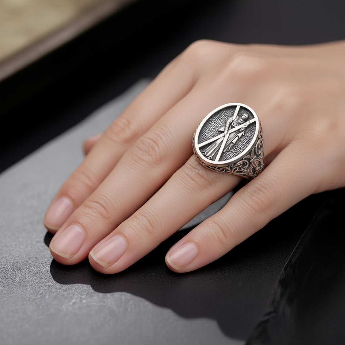 Saint Andrew Ring, Sterling Silver Christian Jewelry, Religious Gift