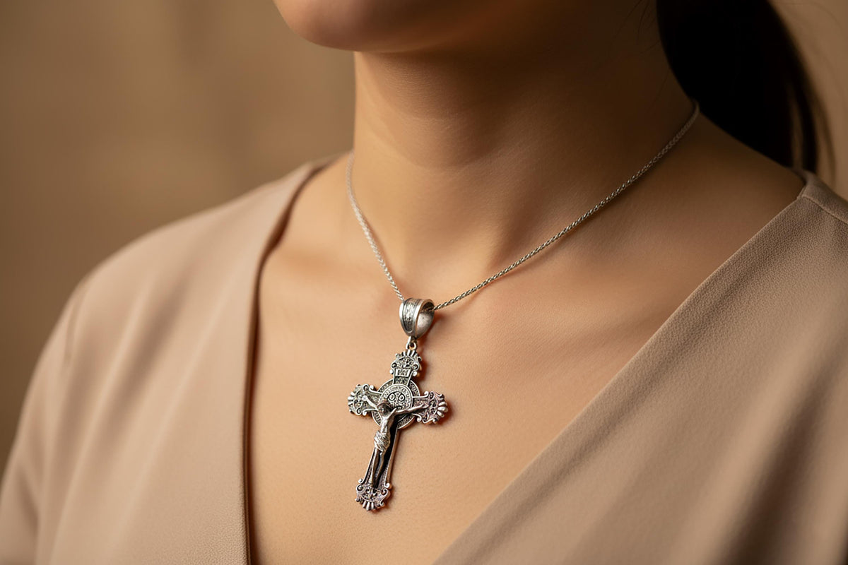 Sterling Silver Jesus Christ Crucifix Pendant | Personalized Cross Necklace