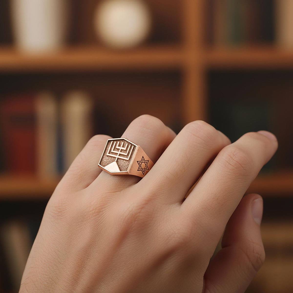 Sterling Silver Menorah Ring, Israel Emblem, Jewish Heritage