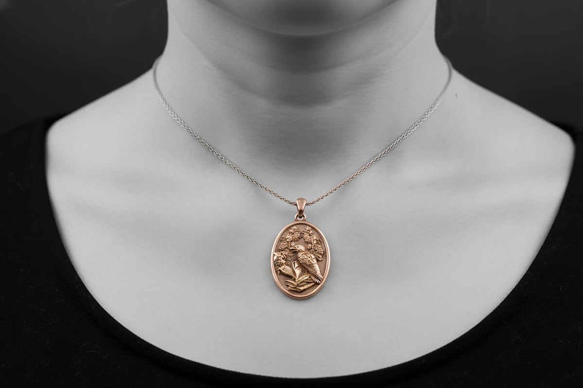 Sterling Silver Raven Pendant Necklace | Edgar Allan Poe Jewelry