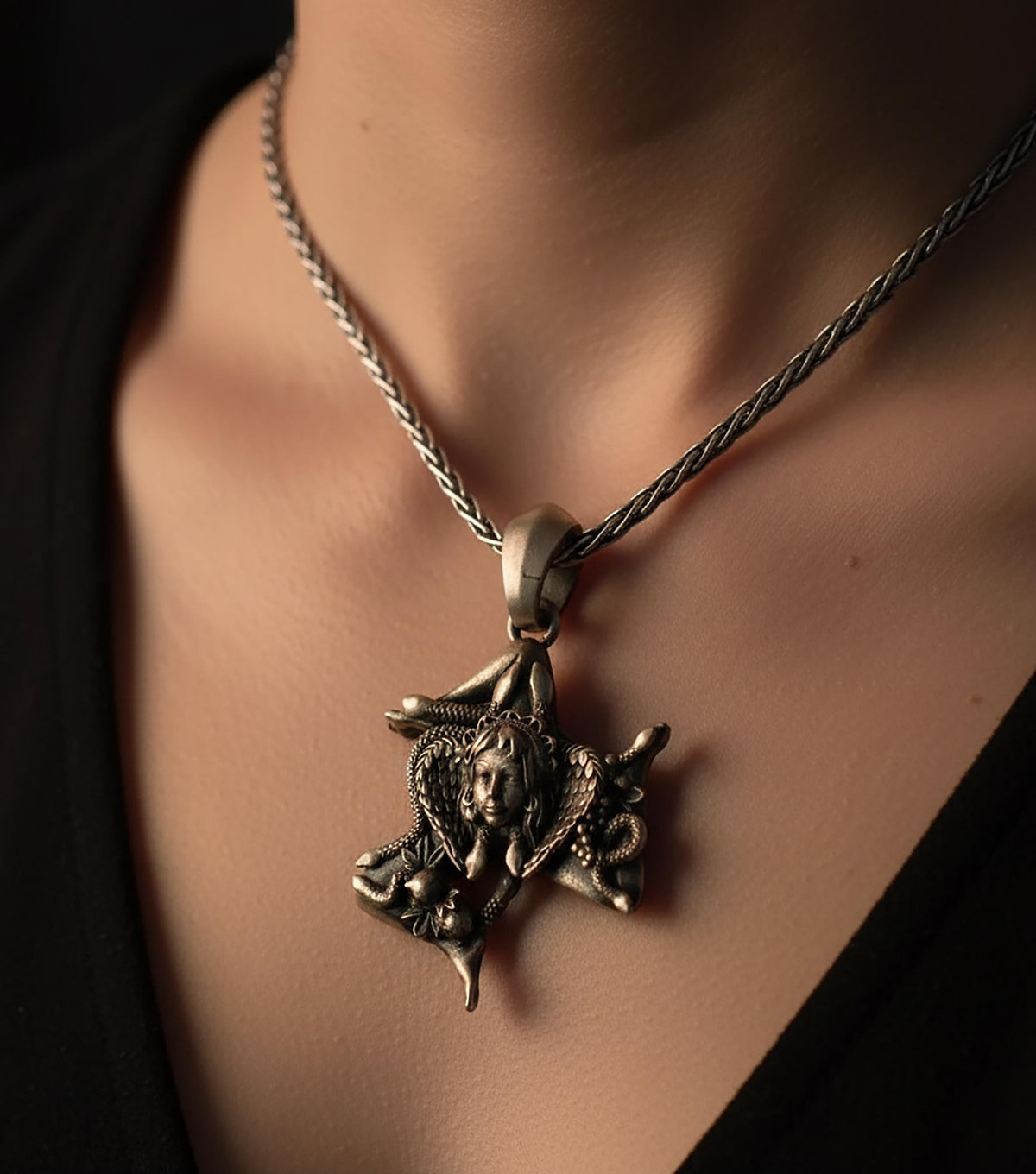 Sterling Silver Trinacria Charm, Sicilian Gorgon Pendant, Mediterranean Emblem