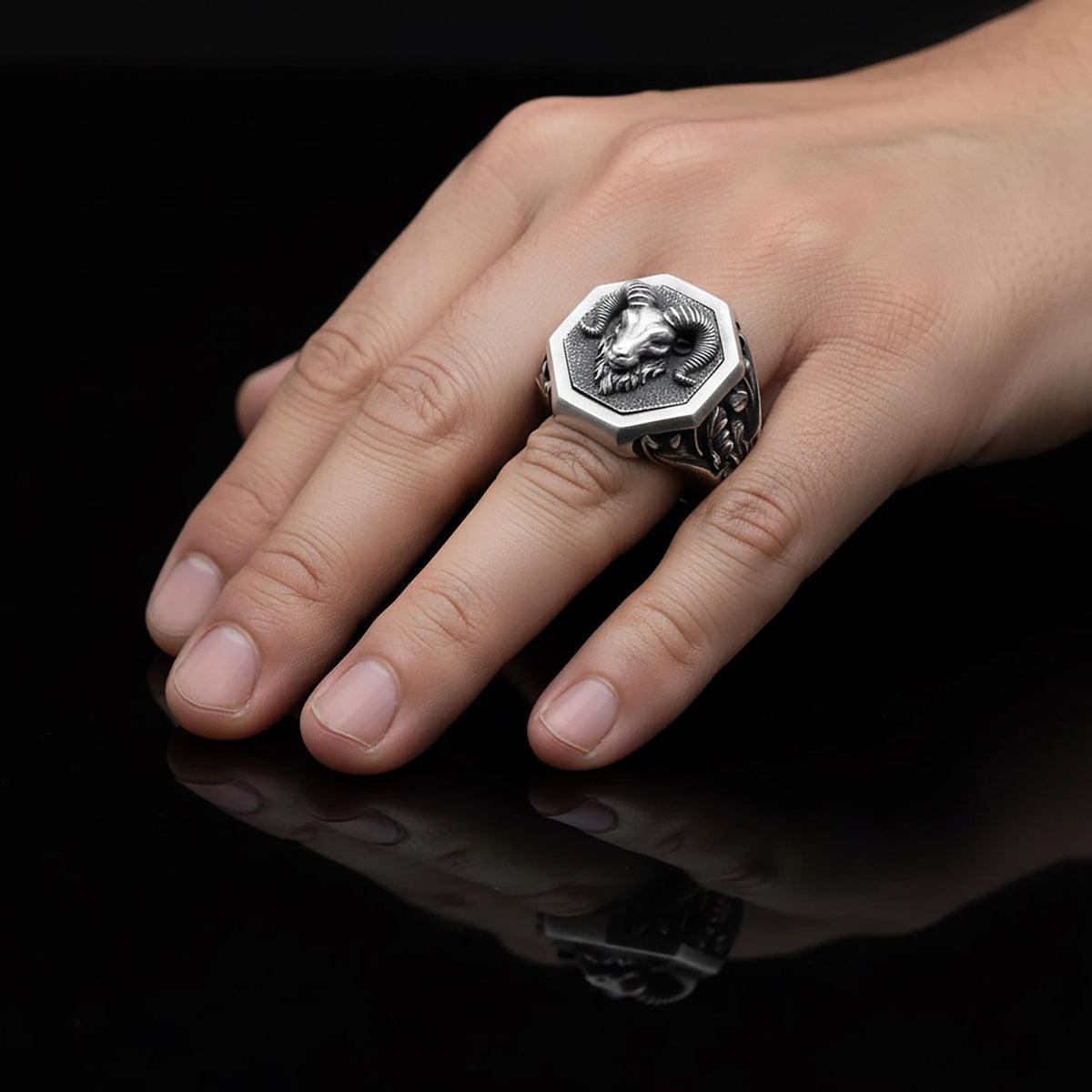Handcrafted Aries Sterling Silver Signet Ring, Astrology Zodiac Jewelry