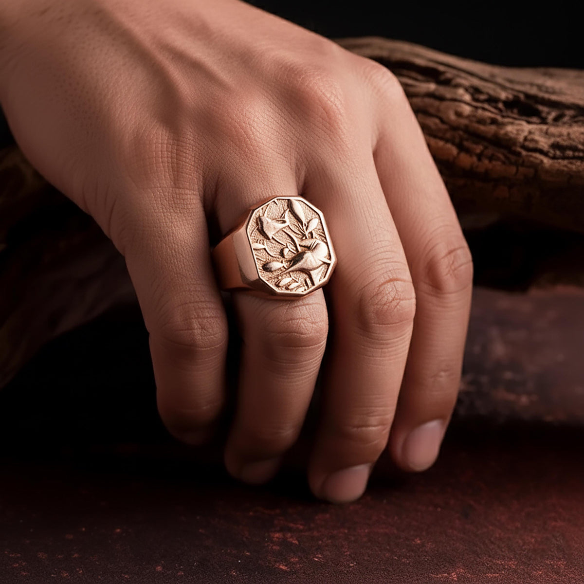 Decagonal Swordfish Ring – Sterling Silver Marine Life Ocean Band