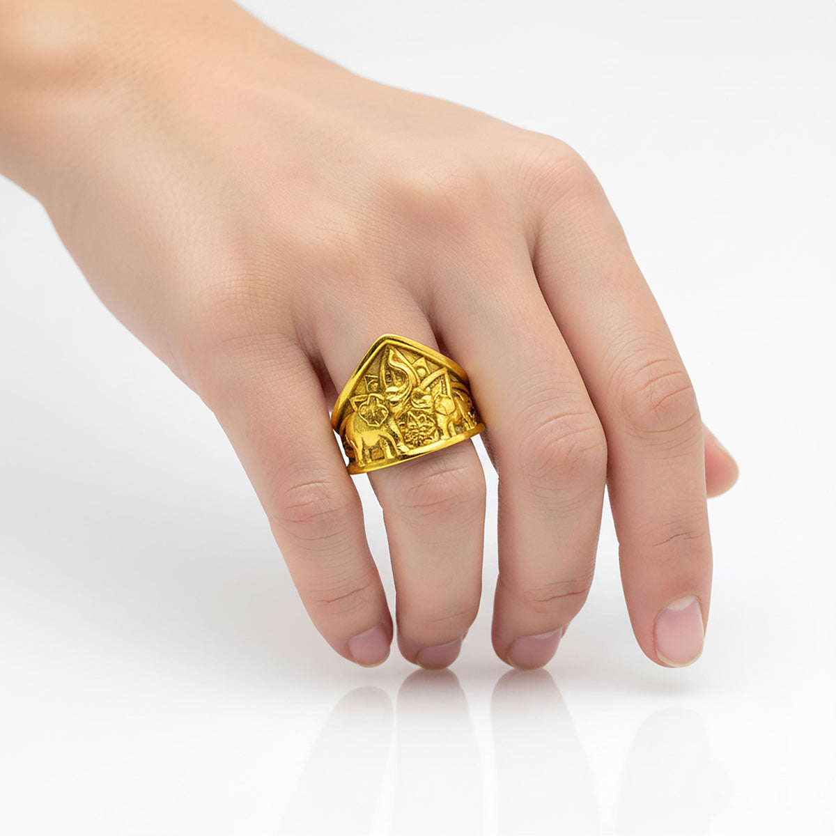 Sterling Silver Hindu Elephant Ring, Asian Inspired Jewelry