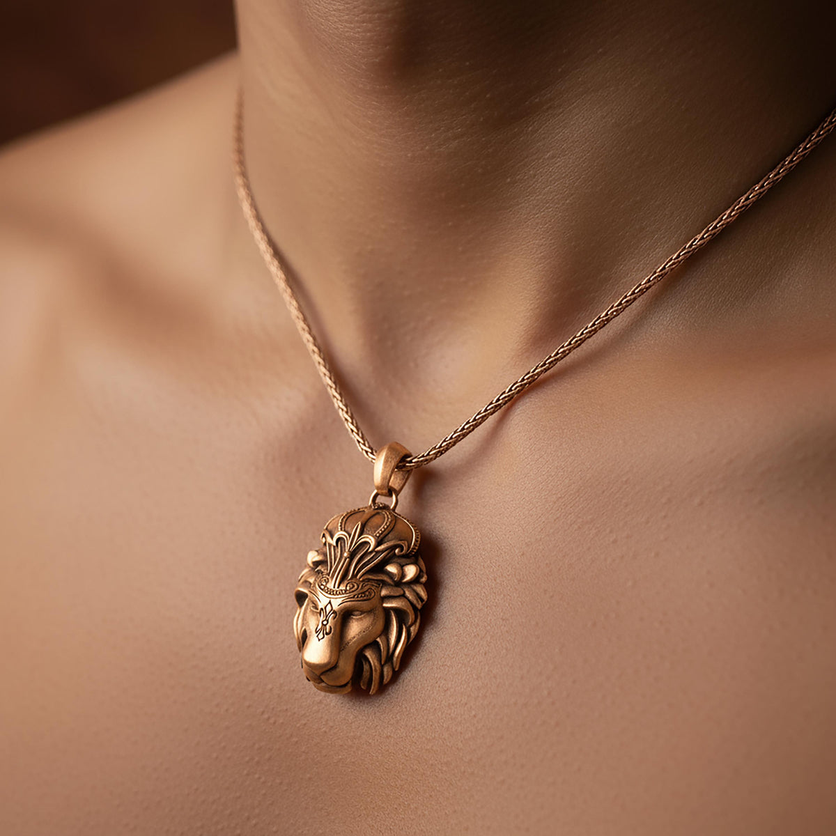 Vintage Lion Head Necklace - 925 Sterling Silver Pendant