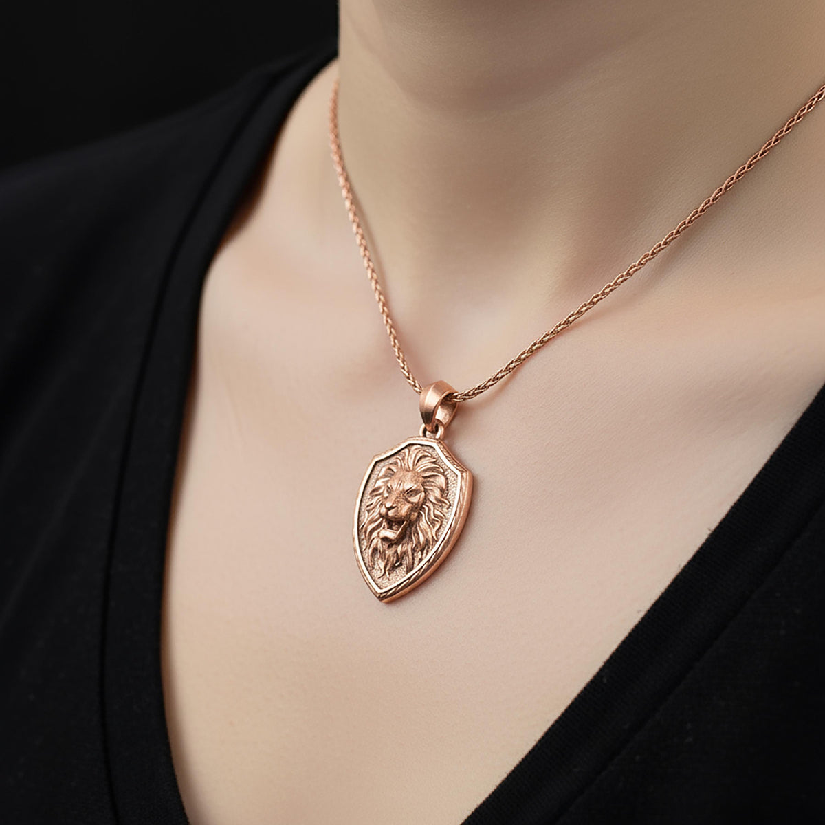 Sterling Silver Roaring Lion Shield Pendant, Courage Necklace