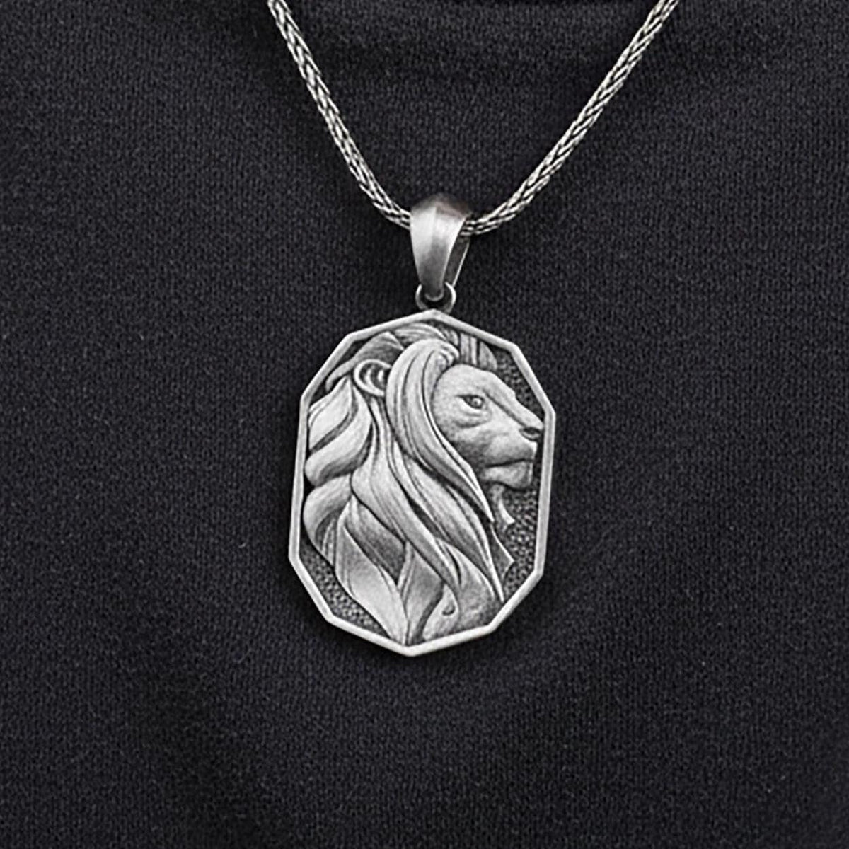 Sterling Silver Lion Pendant Necklace, Gift for Leo Man