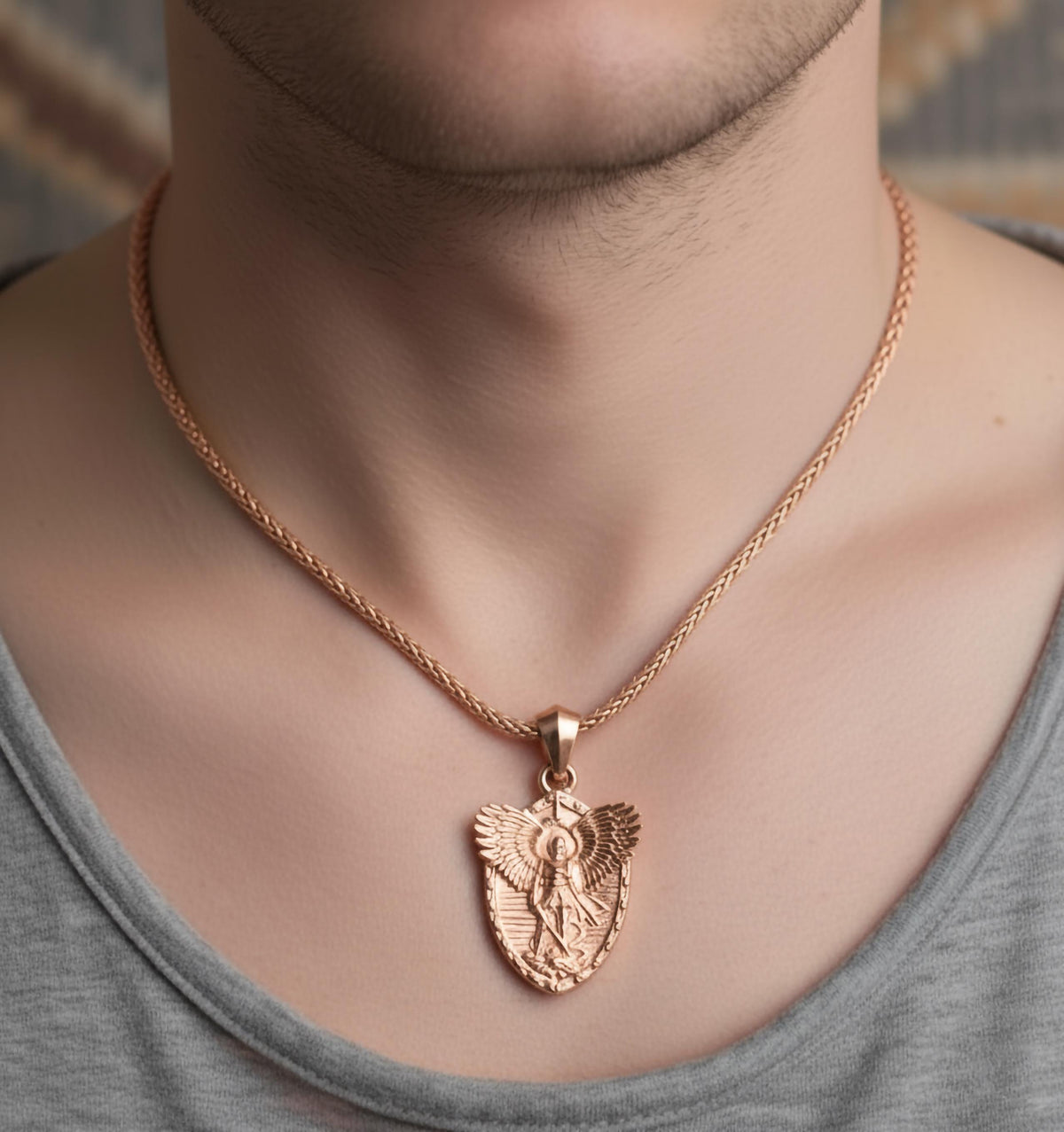Handmade Saint Michael Pendant, 925 Sterling Silver Archangel Necklace