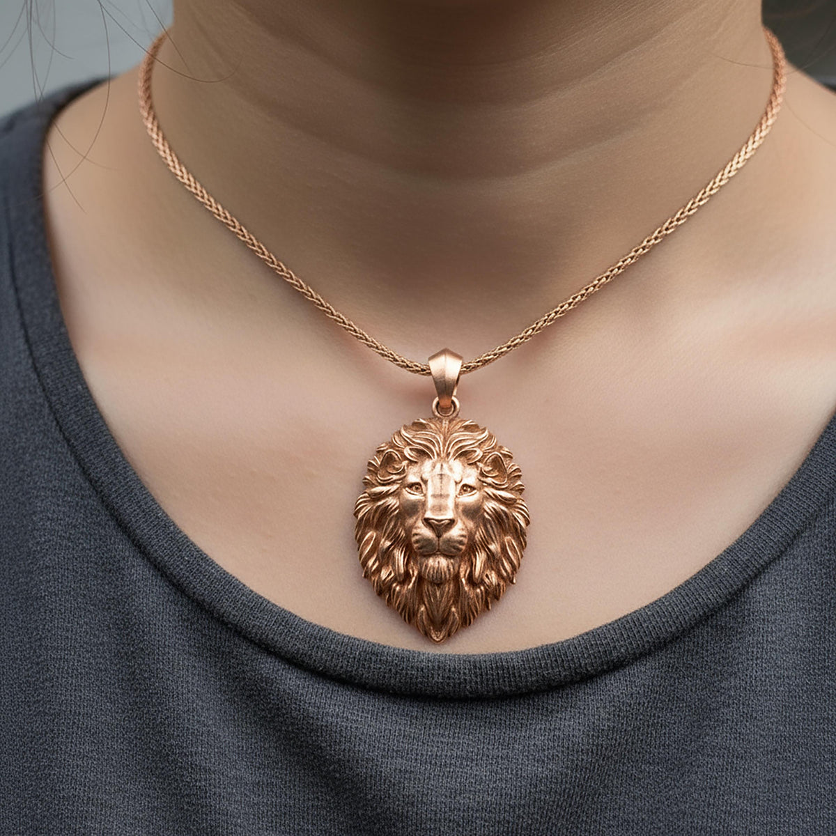 Sterling Silver Lion Necklace, Lion Head Pendant for Men