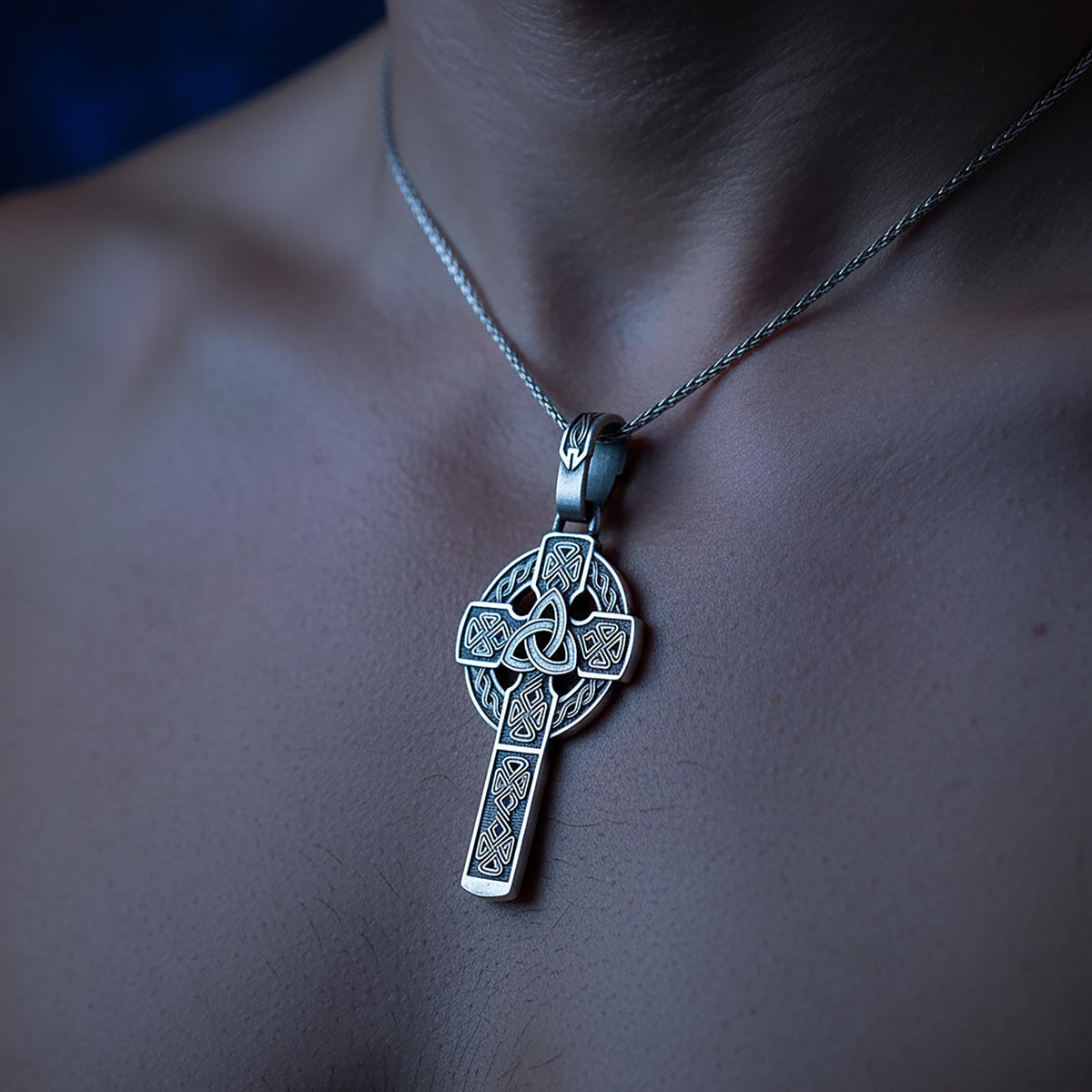 Sterling Silver Celtic Cross Pendant, Trinity Knot, Irish Jewelry