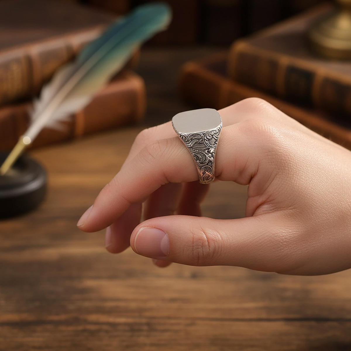 Chunky Sterling Silver Initial Ring, Custom Statement Ring