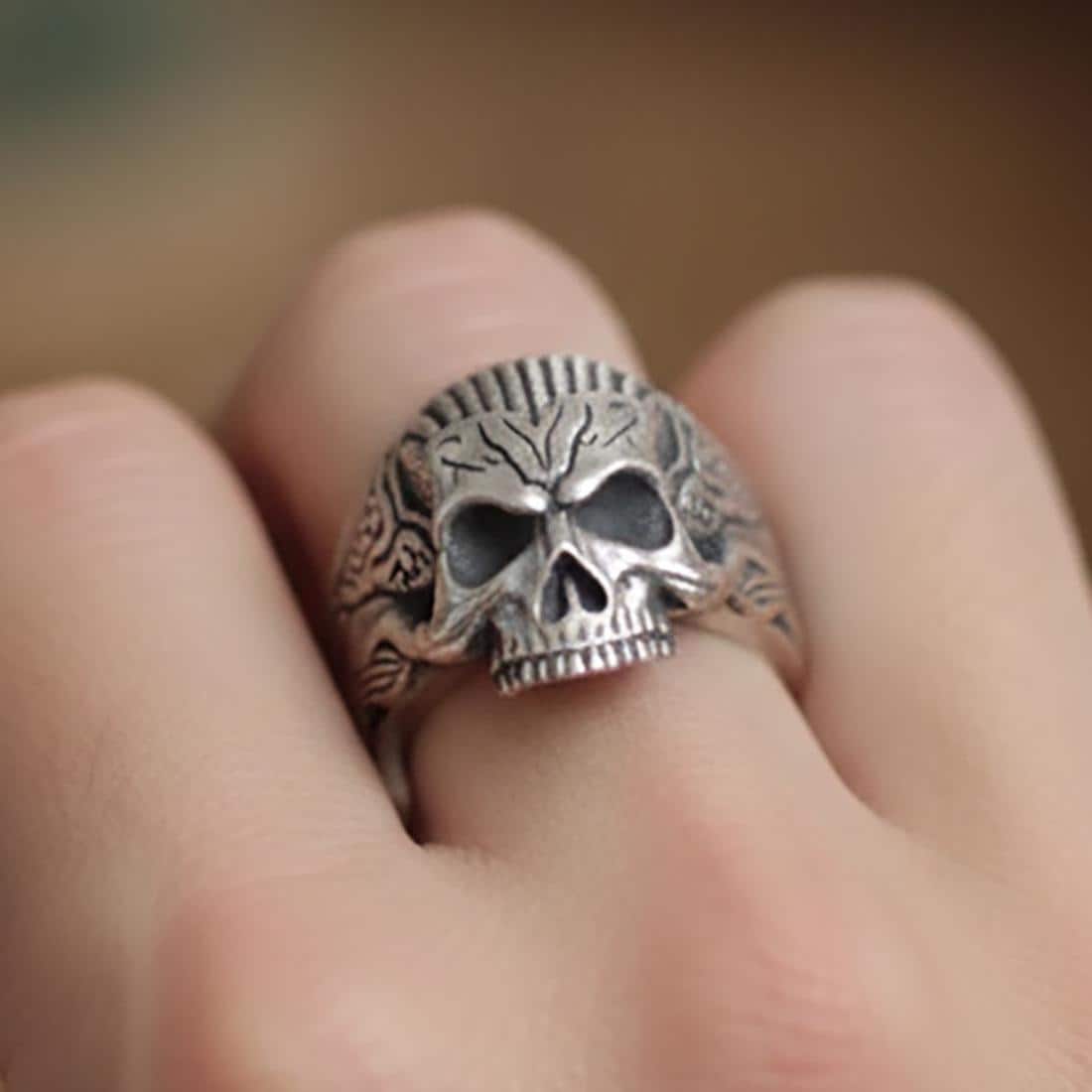 Sterling Silver Skull Ring | Gothic Biker Jewelry for Men