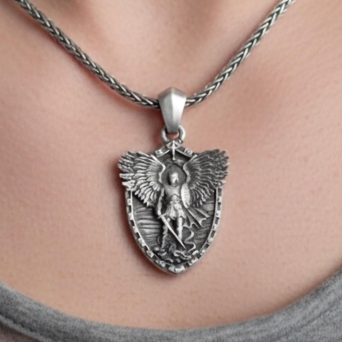 Handmade Saint Michael Pendant, 925 Sterling Silver Archangel Necklace