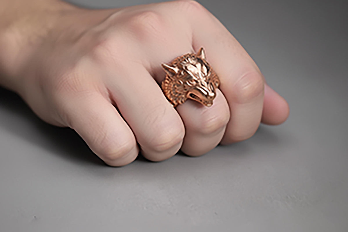 Handmade Sterling Silver Wolf Head Ring, Animal Signet Jewelry
