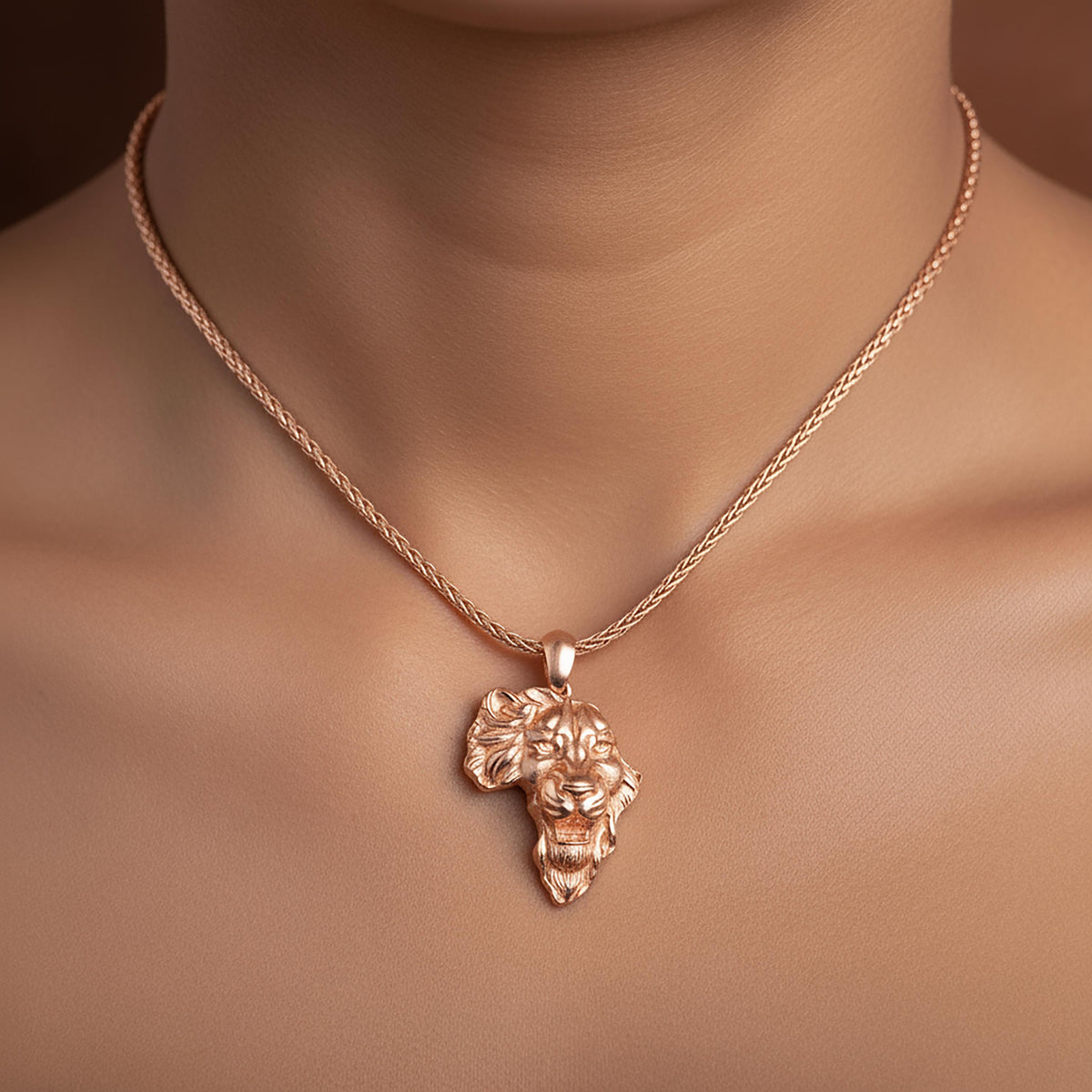 Sterling Silver Lion Head Necklace, Courage Compass Pendant