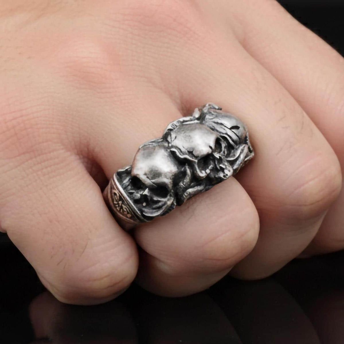 Sterling Silver Gothic Skull Ring, Biker Mens Jewelry