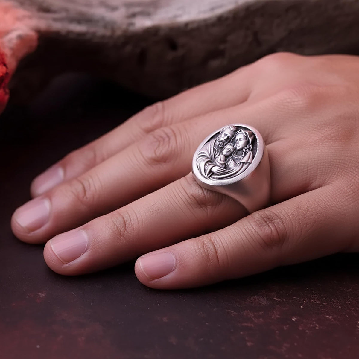 Holy Family Sterling Silver Signet Ring – Catholic Jewelry