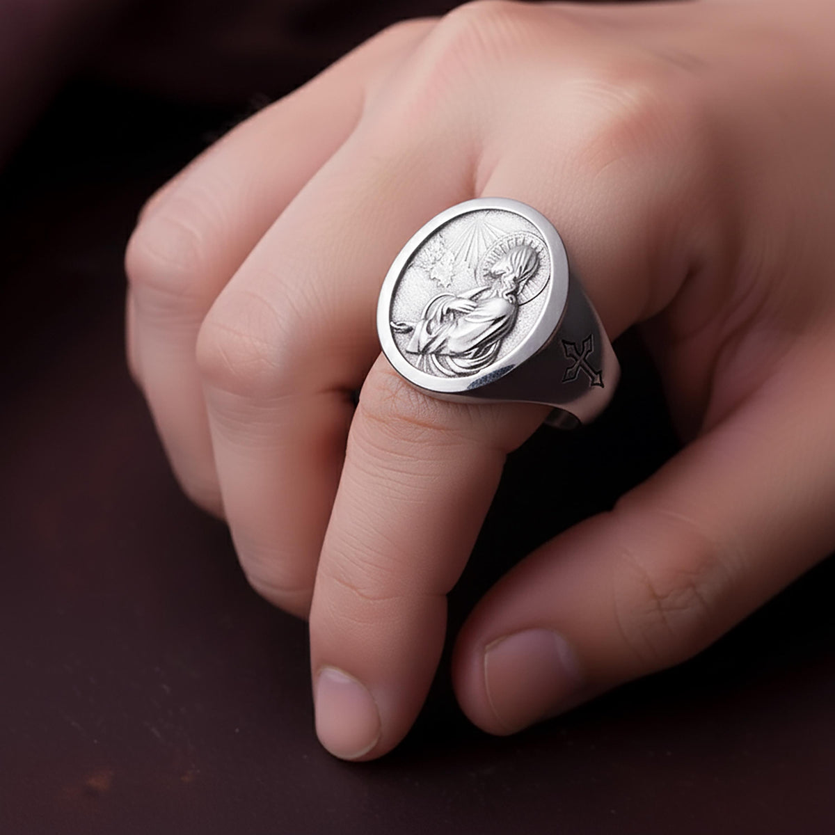 Sterling Silver Jesus Prayer Signet Ring – Religious Catholic Jewelry