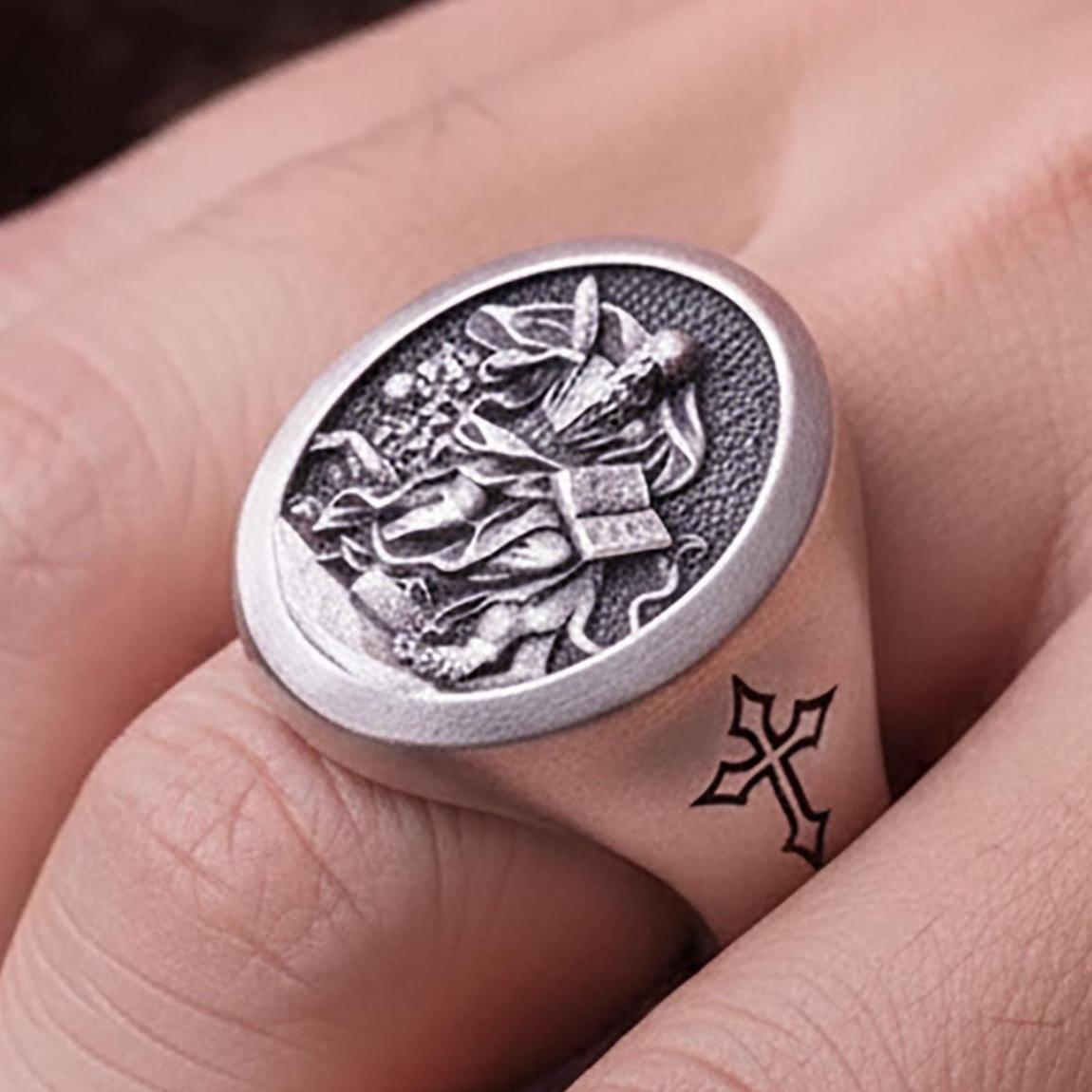 St. Mark Sterling Silver Signet Ring – Patron Saint Jewelry